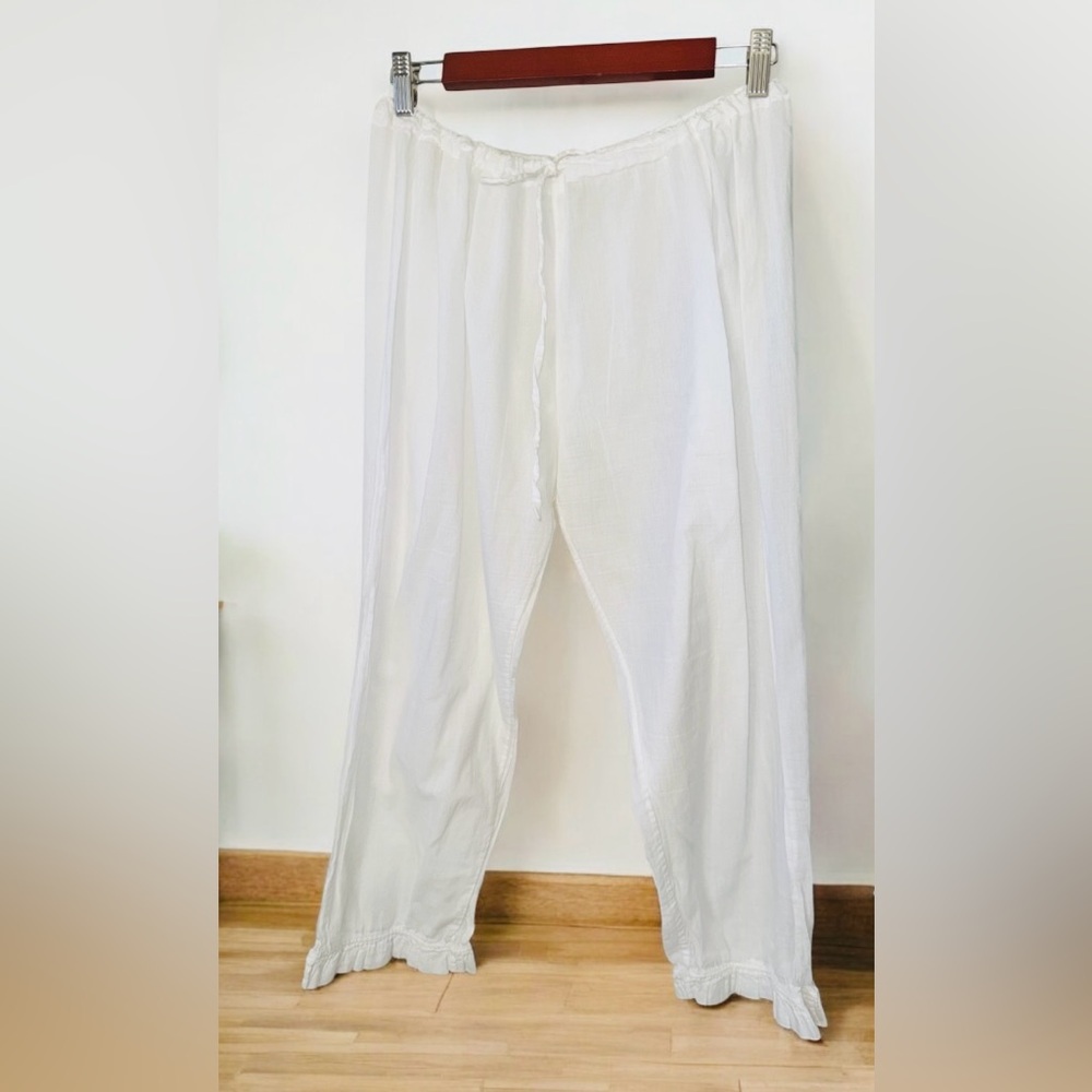 Pantalons pour Femmes White Cotton Size Medium‎